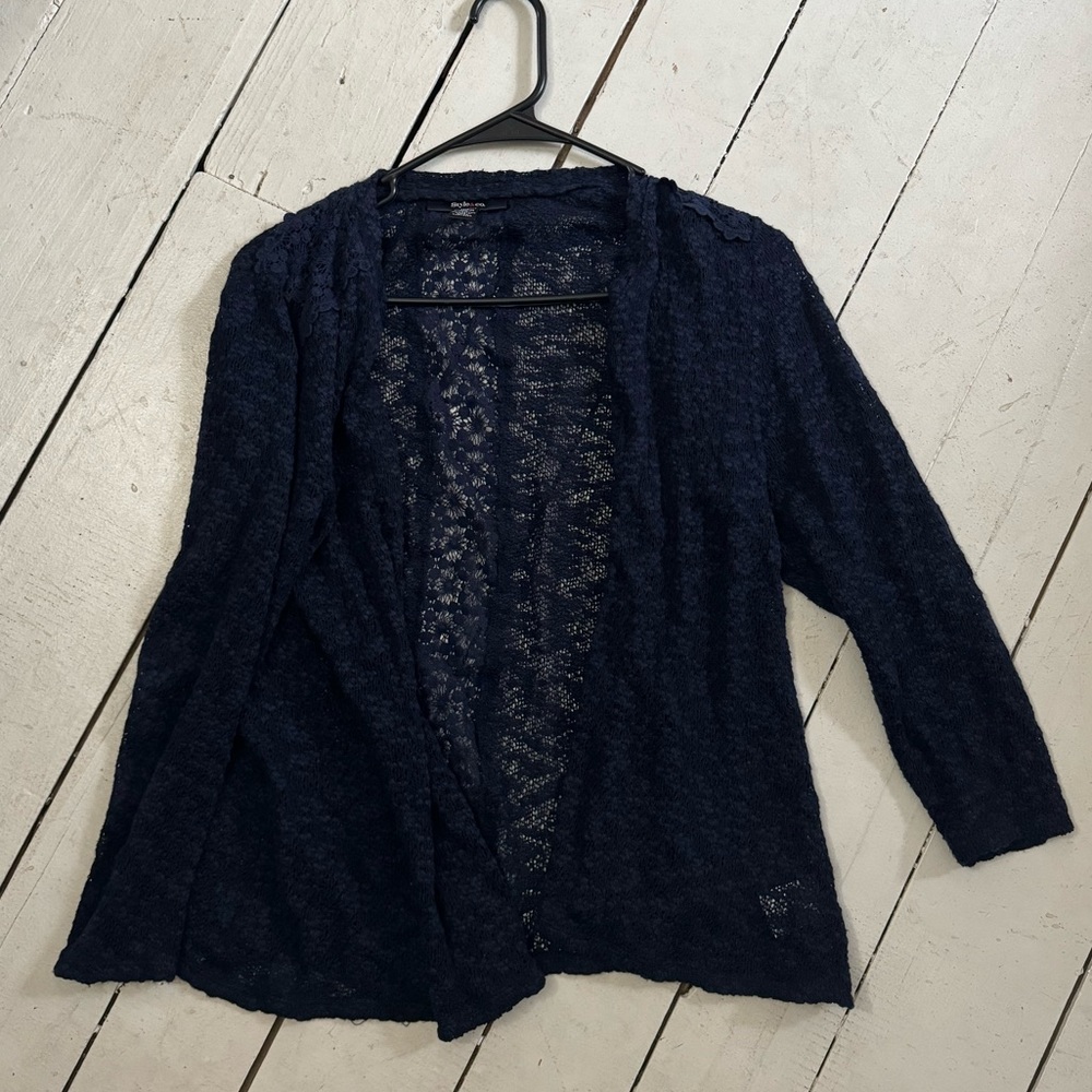 Style & Co Blue Lace Cardigan